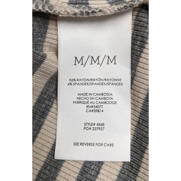 Cabi #4568 Dare Tee Style Gray & Off white Stripe Rib Knit Top Size Medium - Picture 7 of 7
